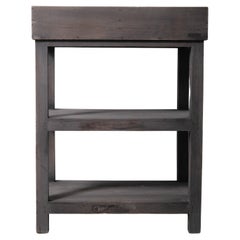 Rustic Gray Finish Wooden Tray Three-Tier Display Shelf