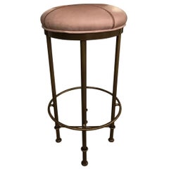 Rustic Gray Leather Bar Stool