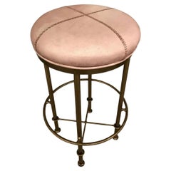 Rustic Gray Leather Counter Stool