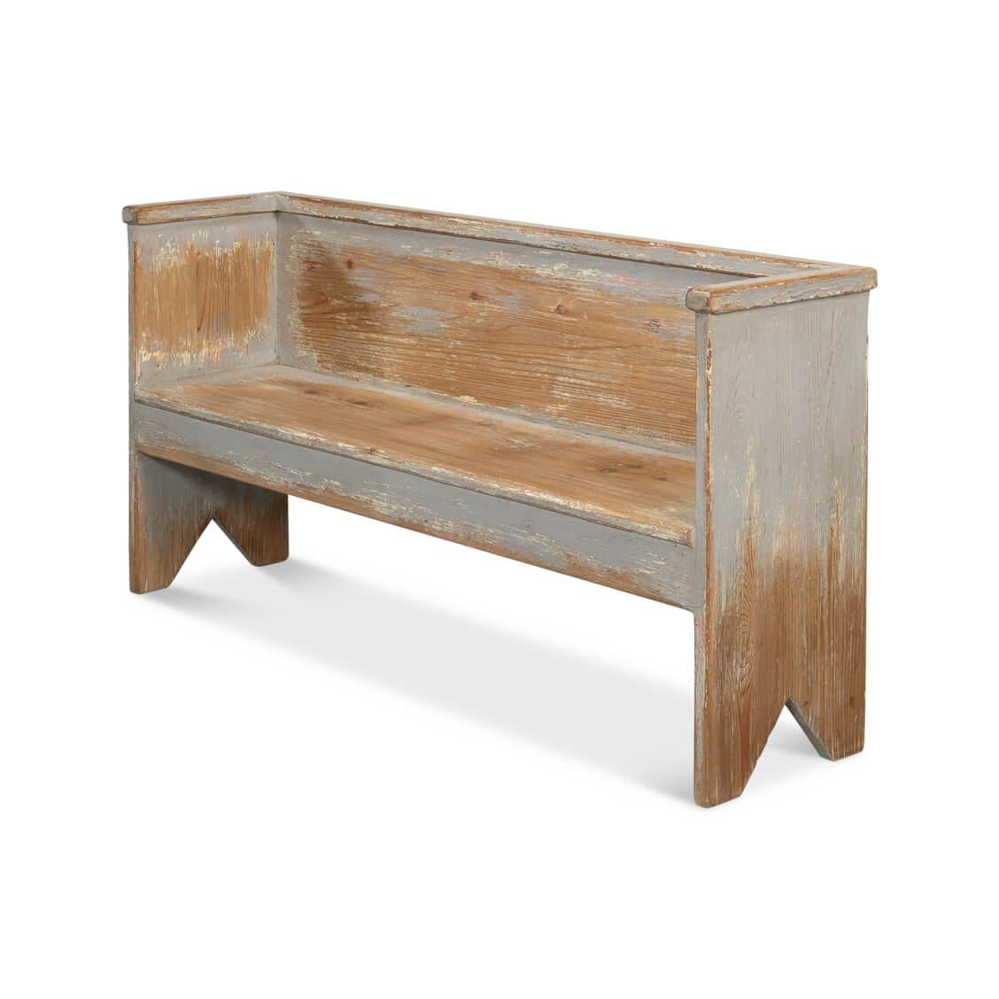 Contemporary Rustic Gray Painted Bench For Sale