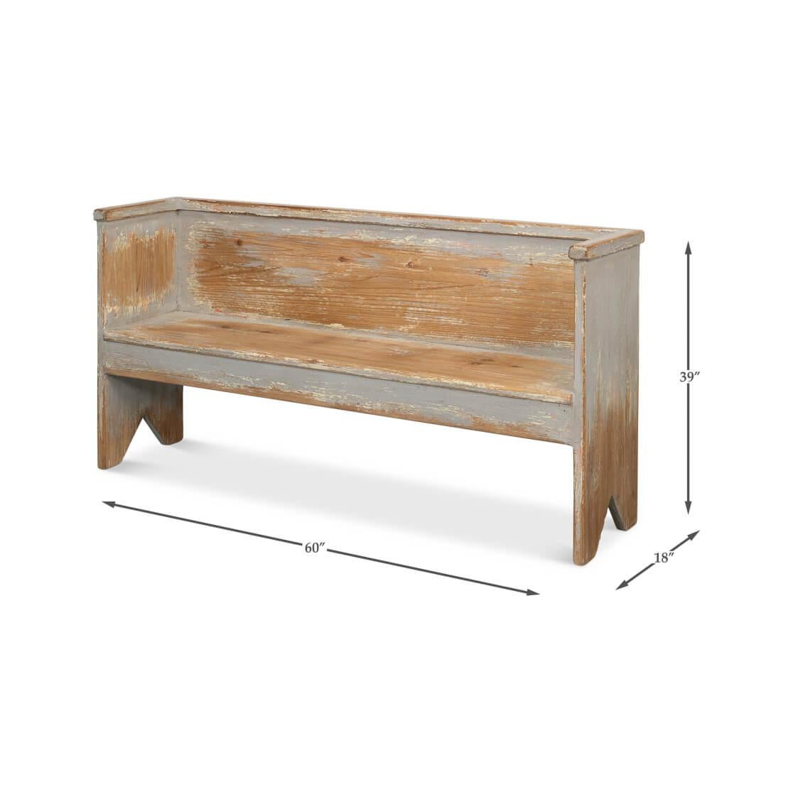Rustic Gray Painted Bench For Sale 1