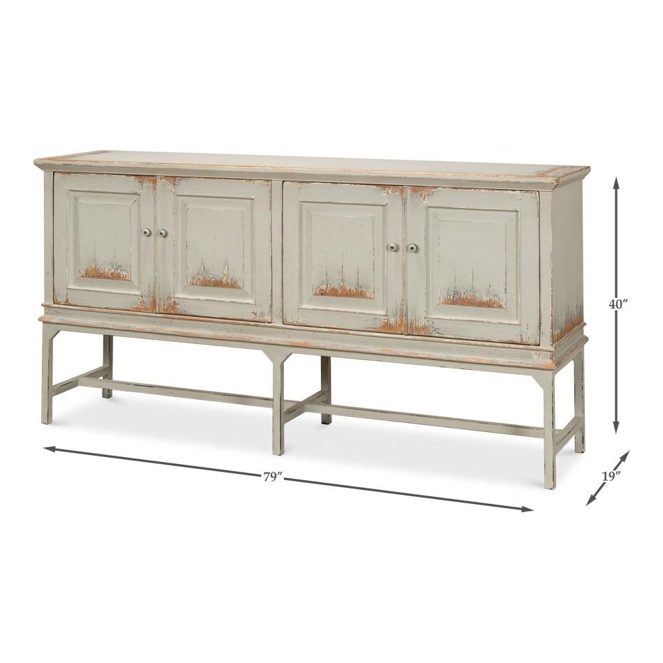Rustic Gray Painted Sideboard For Sale 5