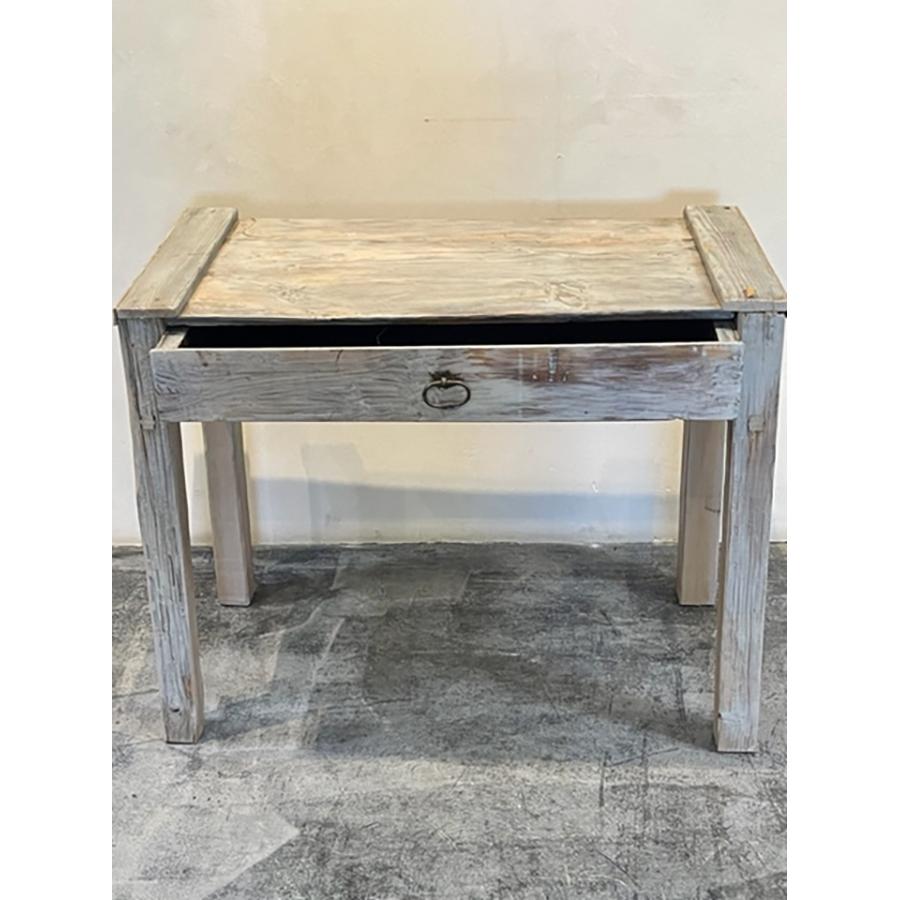 20ième siècle Table grise rustique avec tiroir, FR-1141 en vente