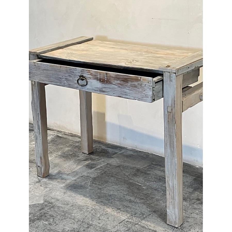 Wood Rustic Gray Table with Drawer, FR-1141 For Sale