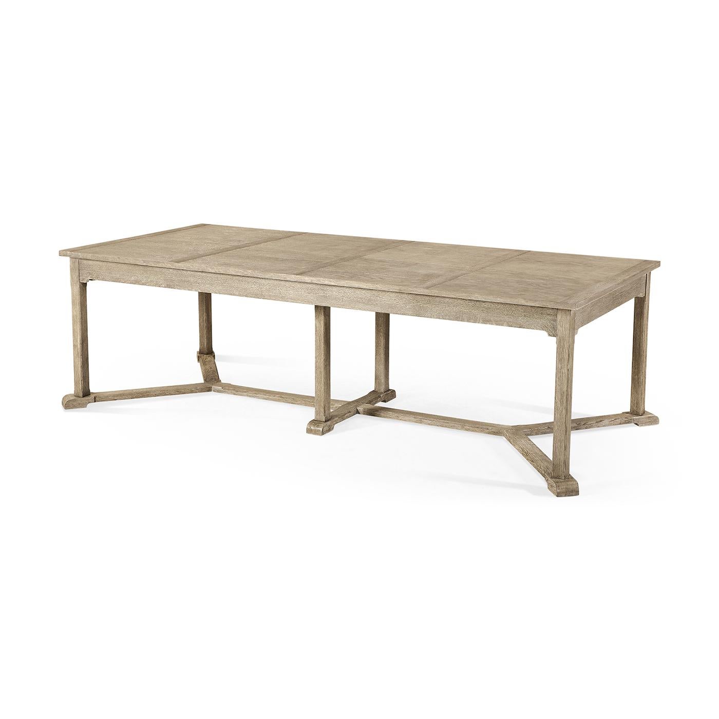 Rustique Table de salle à manger à rallonge en chêne gris rustique en vente