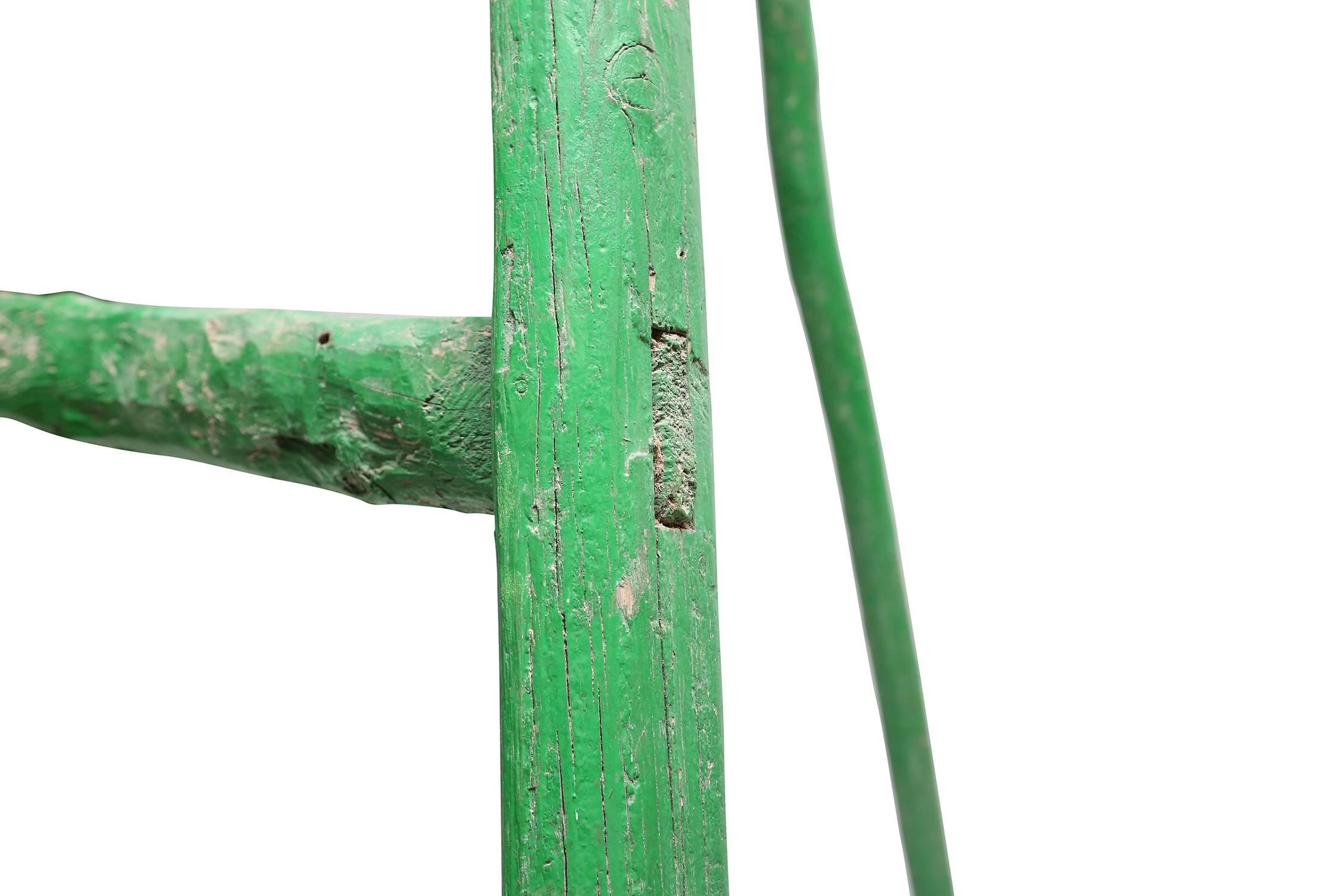 19th Century Rustic Green Fruit Picking Ladder