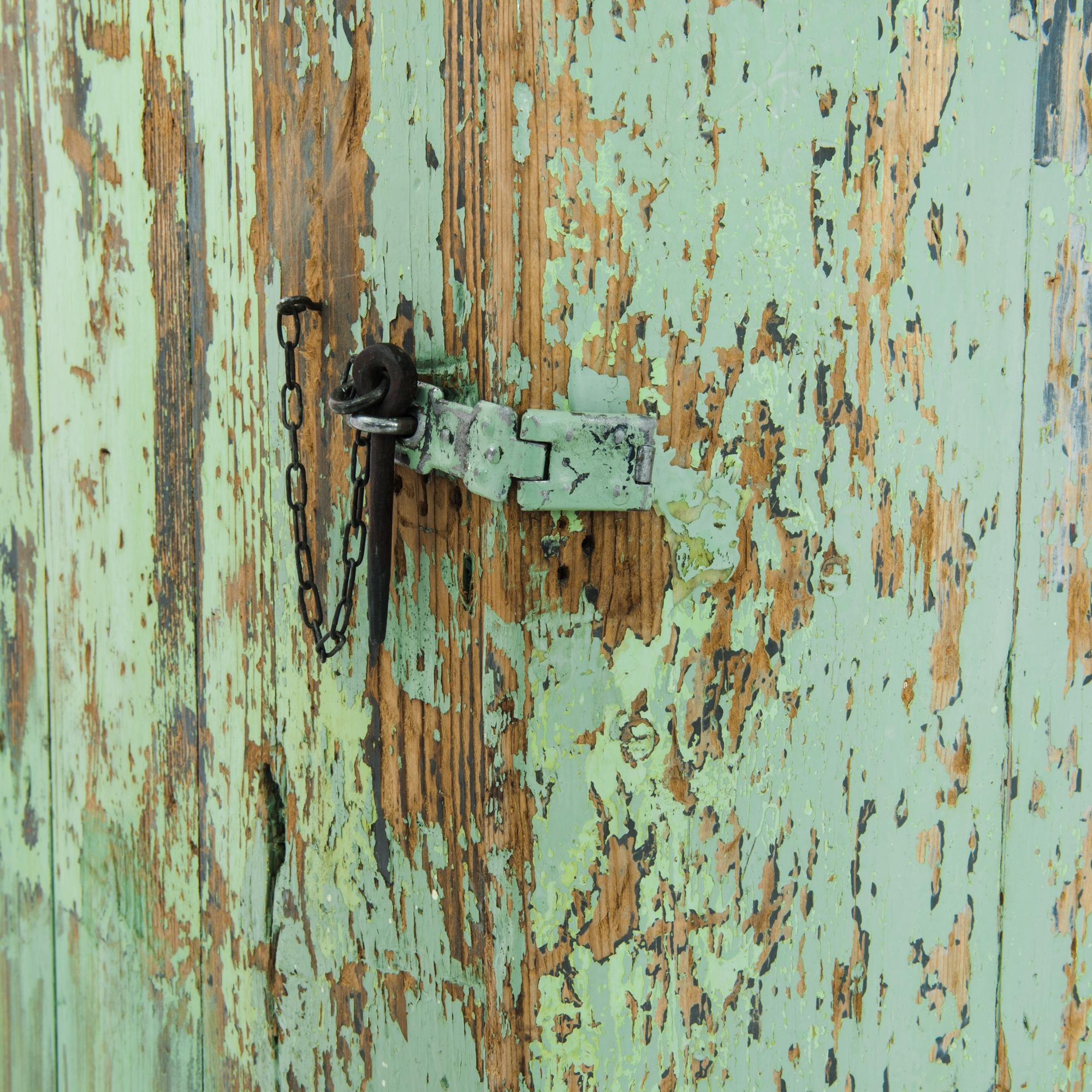 Rustic Green Patinated Wooden Locker In Good Condition In High Point, NC