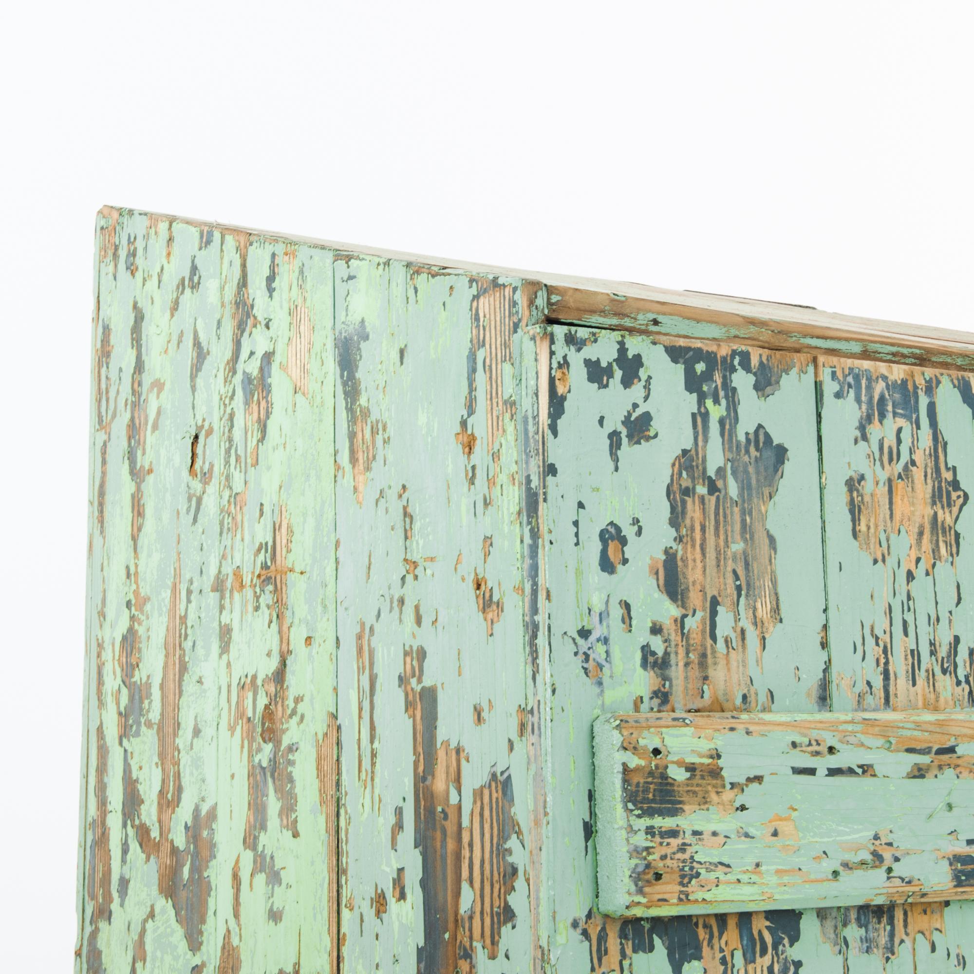 Mid-20th Century Rustic Green Patinated Wooden Locker
