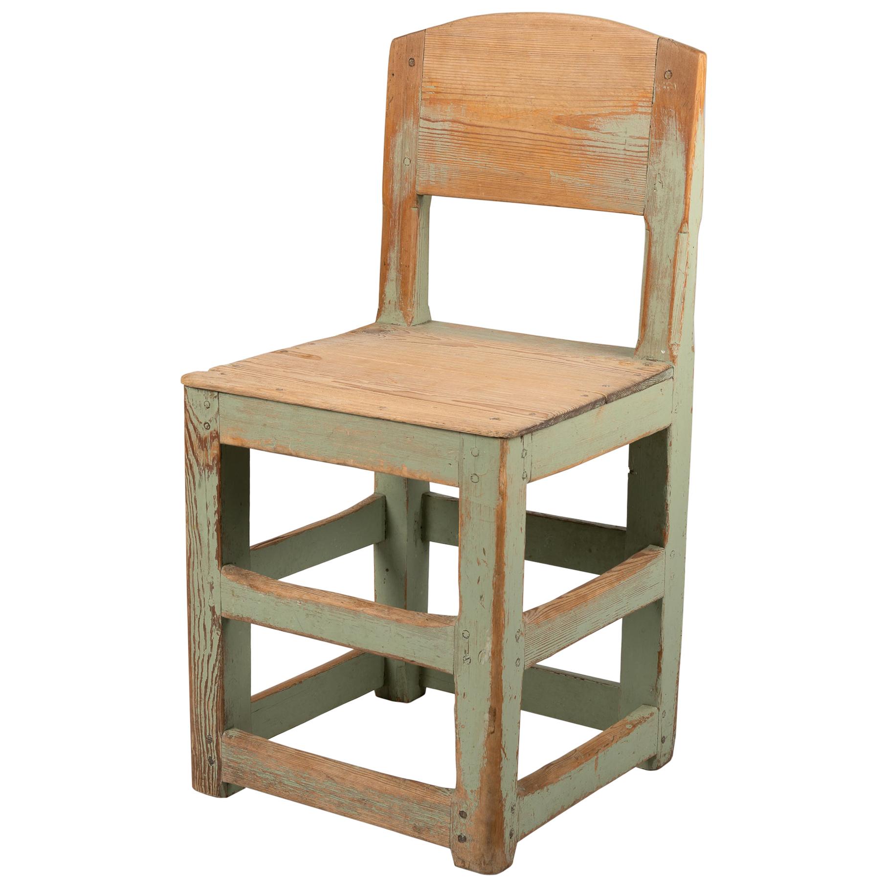 Rustic Green Swedish Baroque Style Chair For Sale