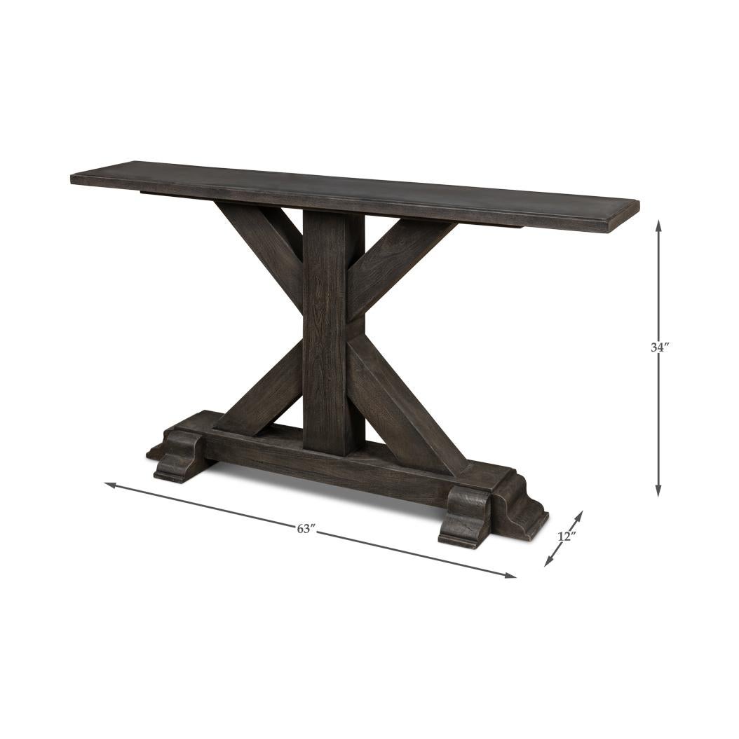 Rustic Grey Industrial Console For Sale 4