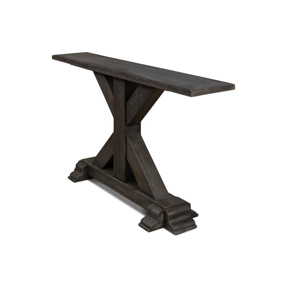 Asian Rustic Grey Industrial Console