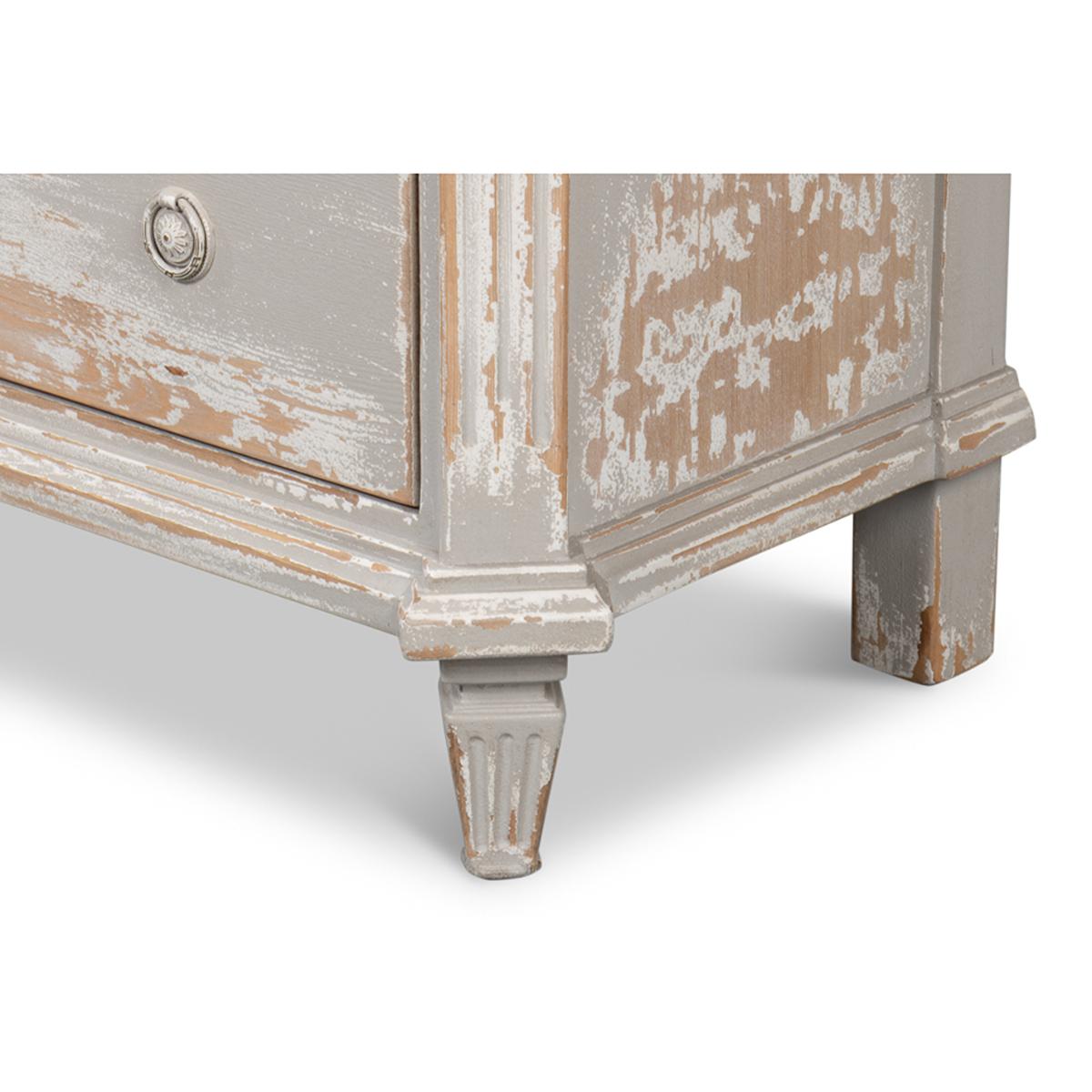 Rustic Grey Painted Swedish Commode For Sale 4