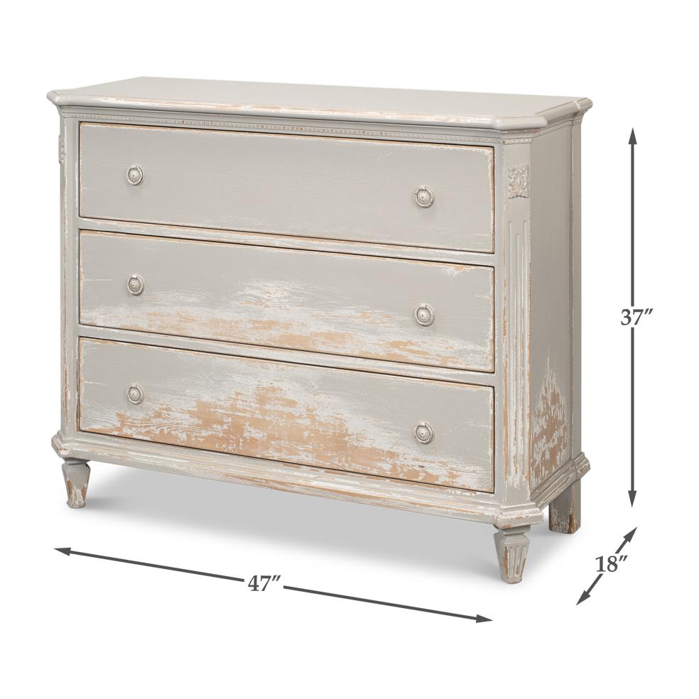 Rustic Grey Painted Swedish Commode For Sale 5