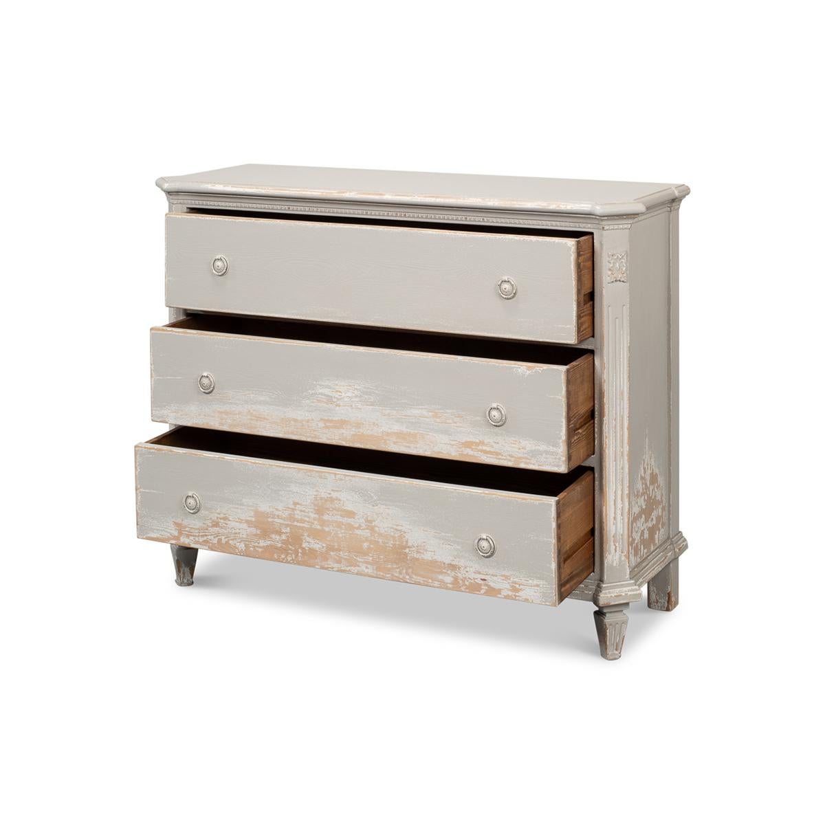 Asian Rustic Grey Painted Swedish Commode For Sale