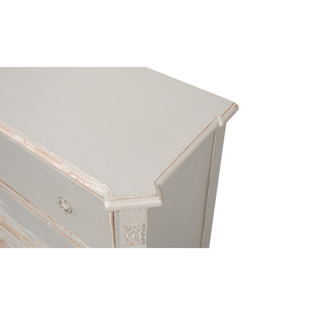Contemporary Rustic Grey Painted Swedish Commode For Sale