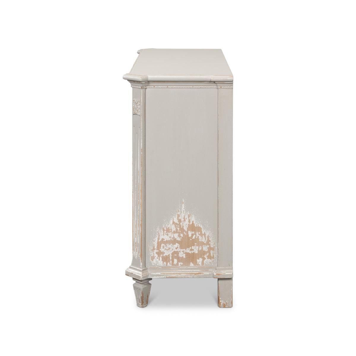 Rustic Grey Painted Swedish Commode For Sale 1