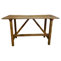 Vintage Rustic Guatemalan Console or Desk with V Stretcher