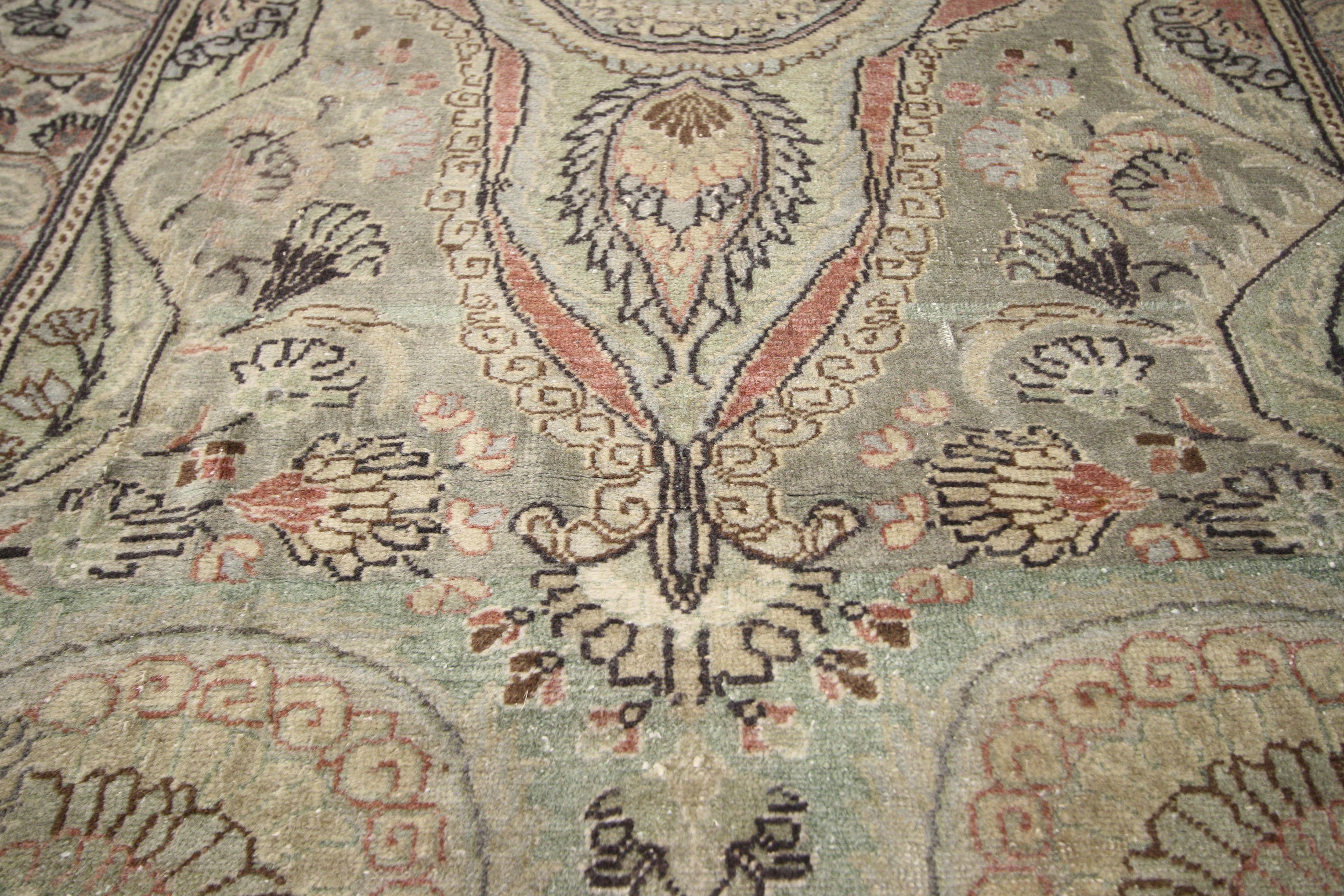 Alfombra Oushak Turca Vintage Desgastada de Estilo Moderno Rústico Gustaviano Anudado a mano en venta