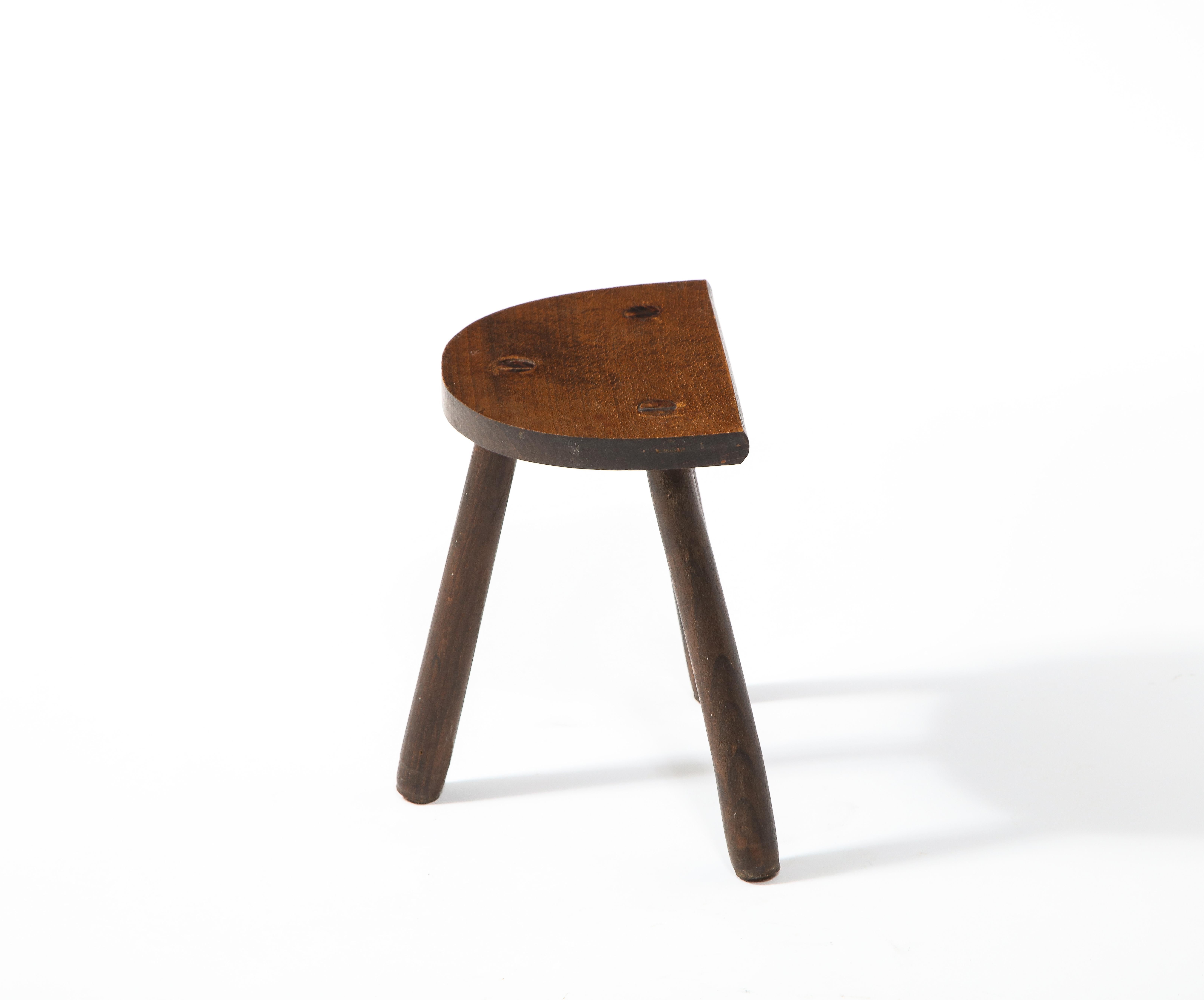 Rustic Half Round Farm Stool, France 1960's For Sale 2