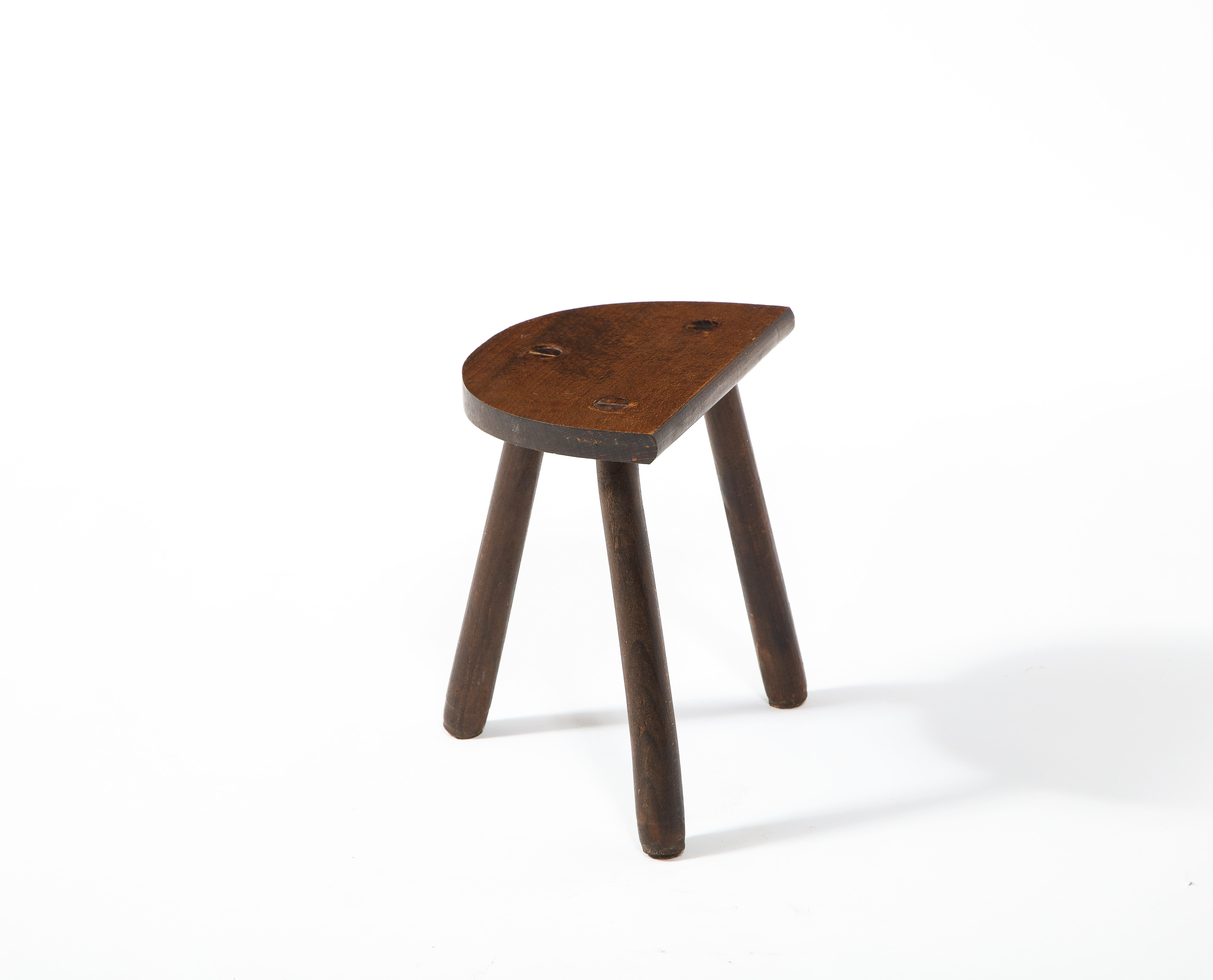 Rustic Half Round Farm Stool, France 1960's For Sale 3