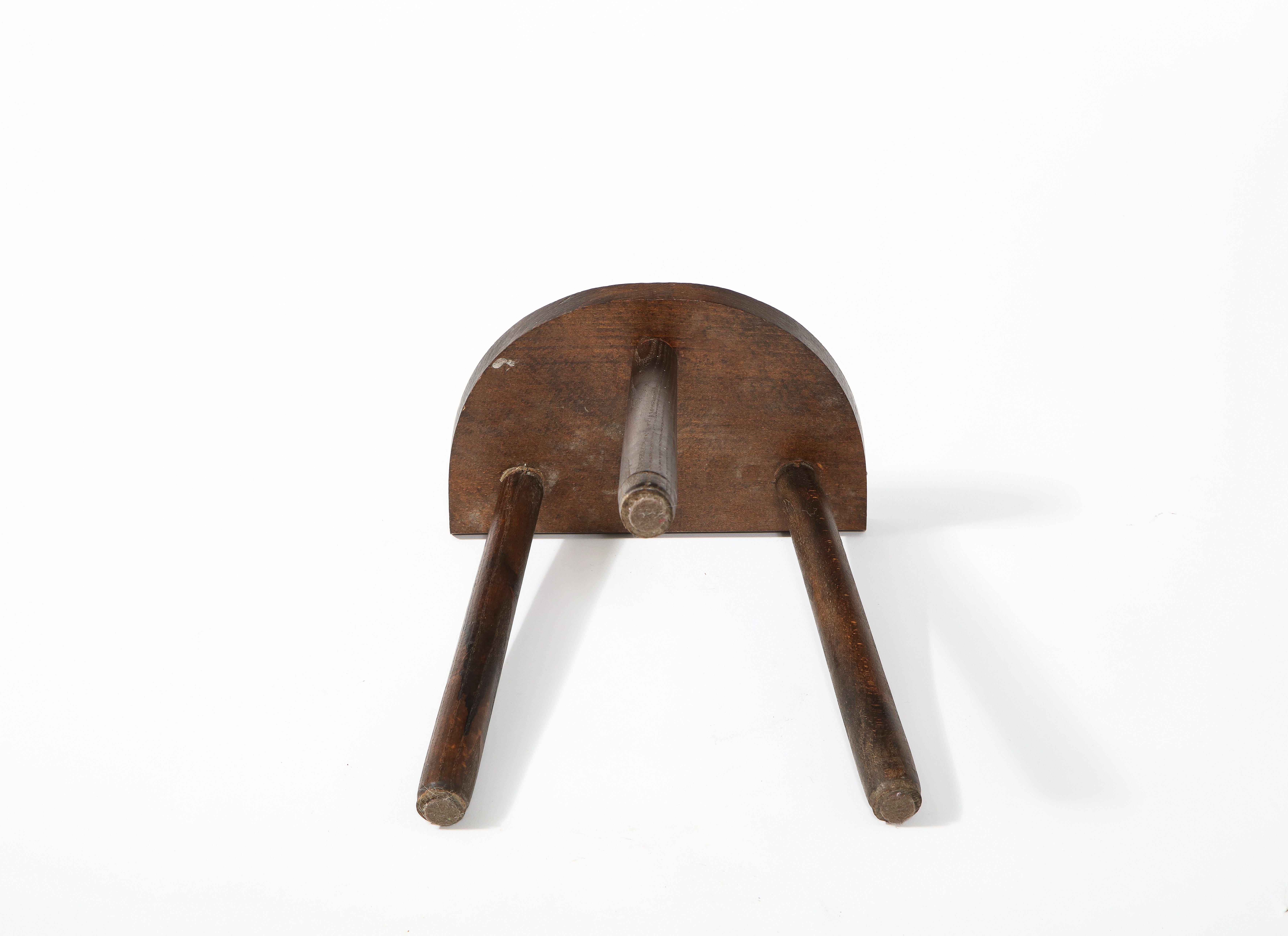 Rustic Half Round Farm Stool, France 1960's For Sale 4