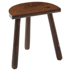 Rustic Half Round Farm Stool, France 1960's