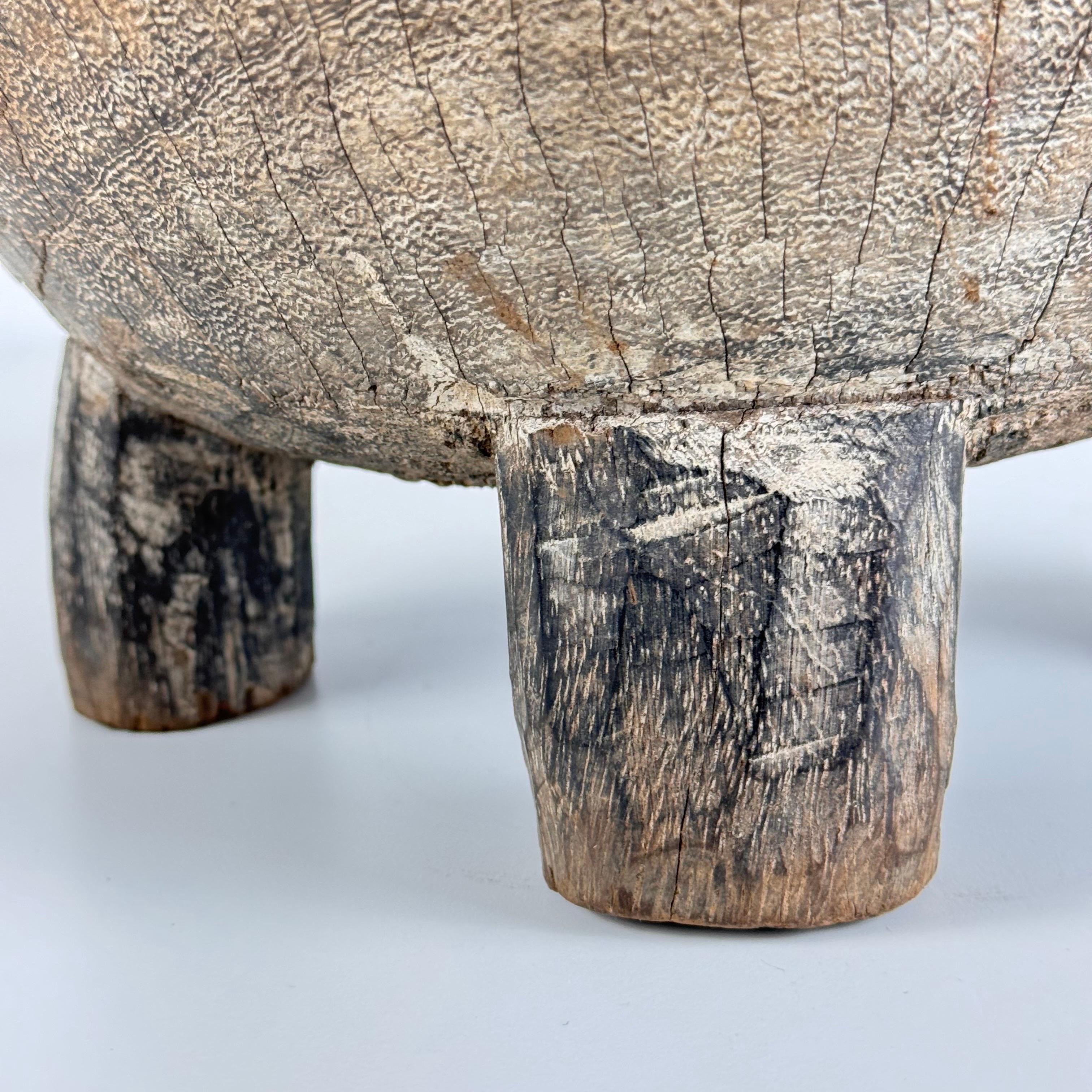 Rustic Hand-Carved Oak Mortar with Primitive Charm, Circa Late 1920s For Sale 5