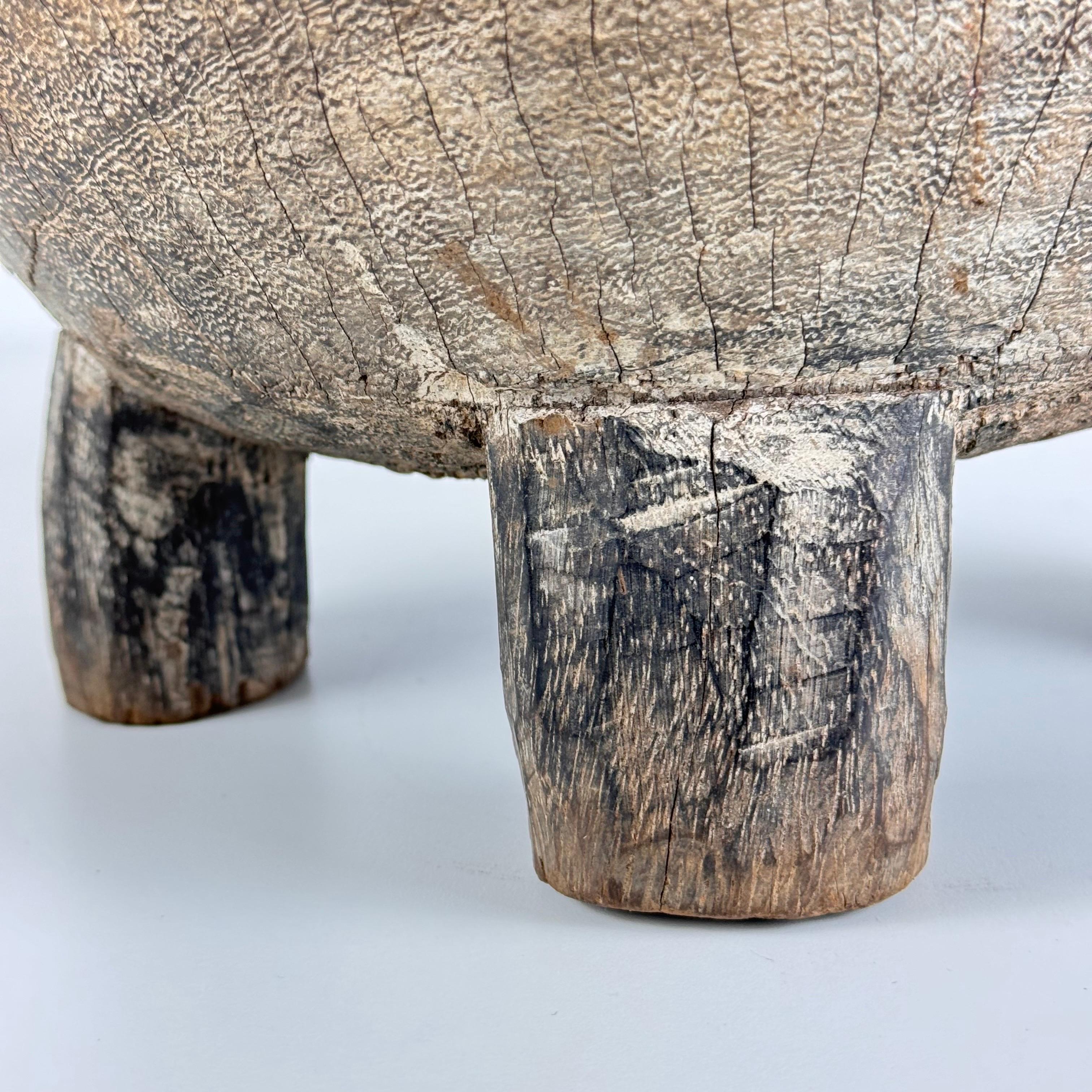 Rustic Hand-Carved Oak Mortar with Primitive Charm, Circa Late 1920s For Sale 6