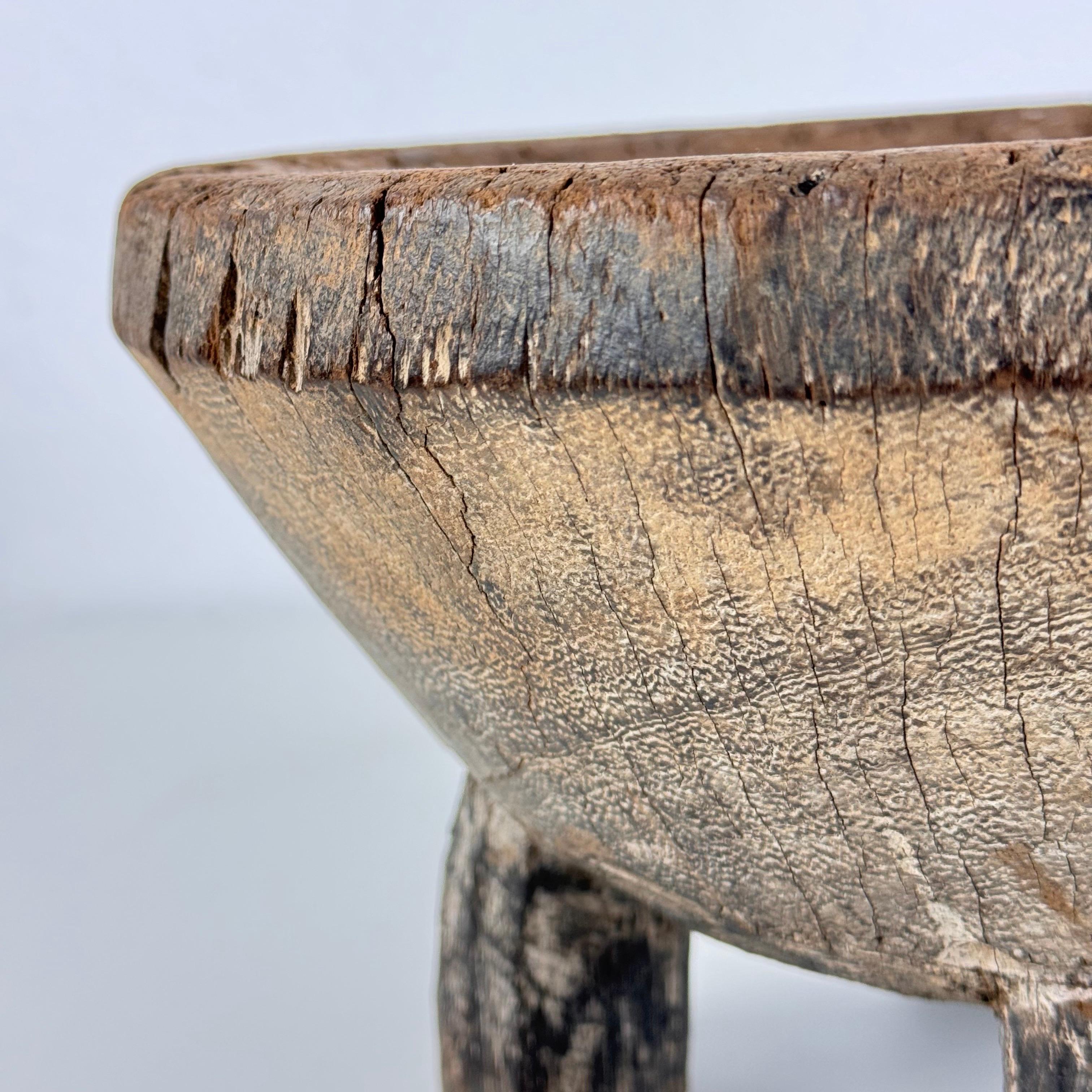 Rustic Hand-Carved Oak Mortar with Primitive Charm, Circa Late 1920s For Sale 7