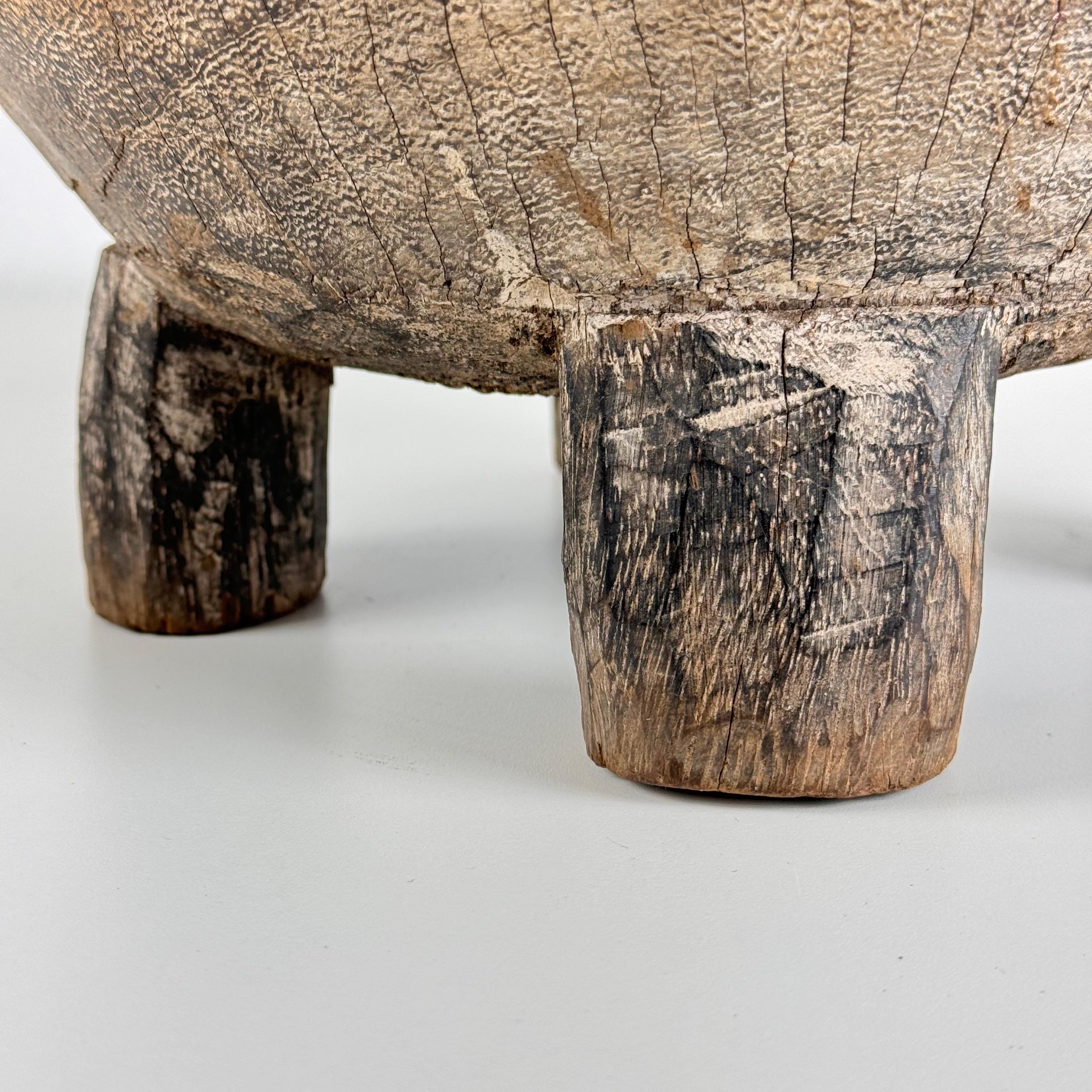 Rustic Hand-Carved Oak Mortar with Primitive Charm, Circa Late 1920s For Sale 11