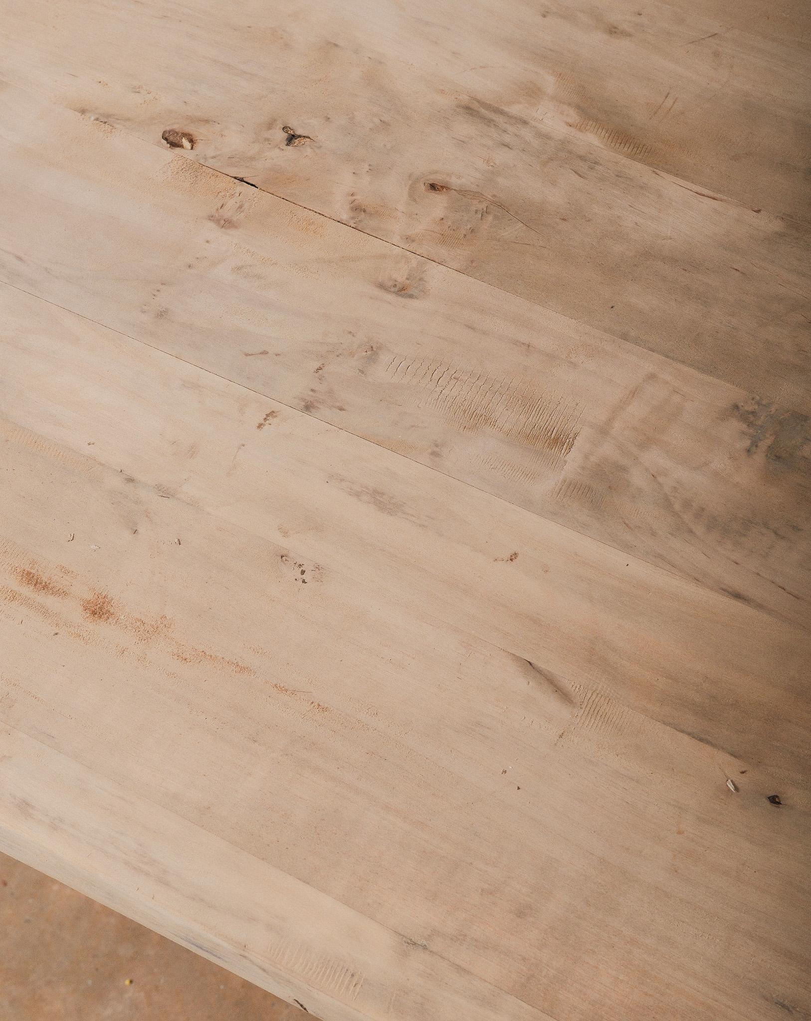 19th Century Rustic Hand-Carved Pine Trestle Dining Table with Shaped Pedestal Base For Sale