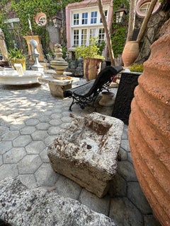 Rustic Hand Carved Stone Container Jardinière Trough Basin Antique Farm Sink