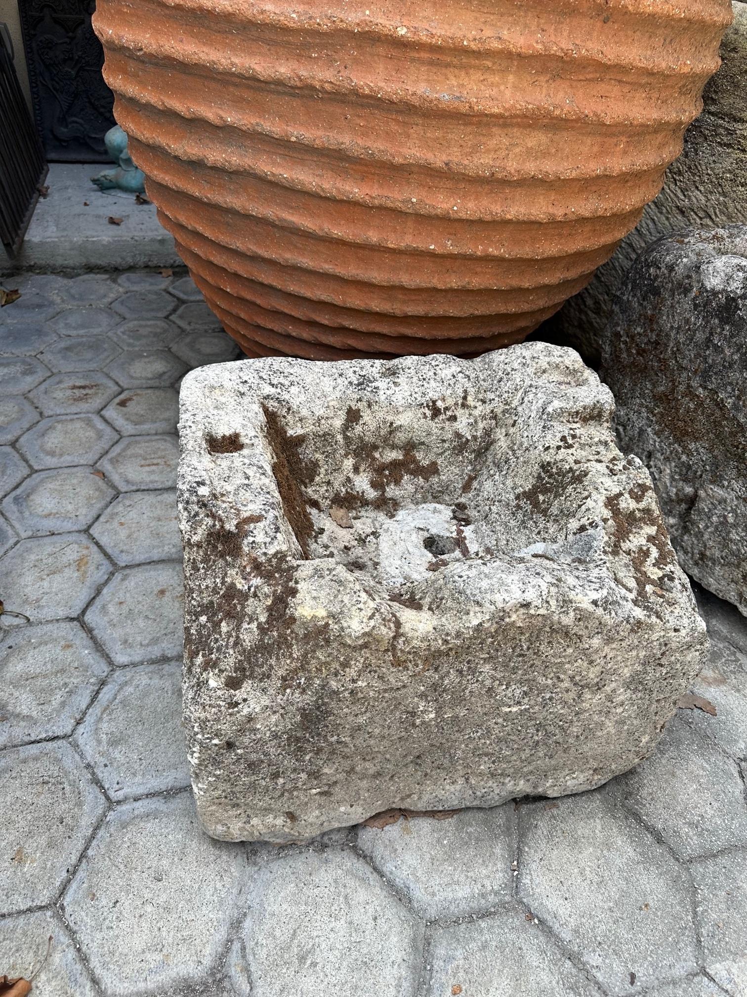Rustic Hand Carved Stone Container Jardinière Trough Basin Antique Farm Sink For Sale 1