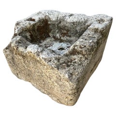 Rustic Hand Carved Stone Container Jardinière Trough Basin Used Farm Sink