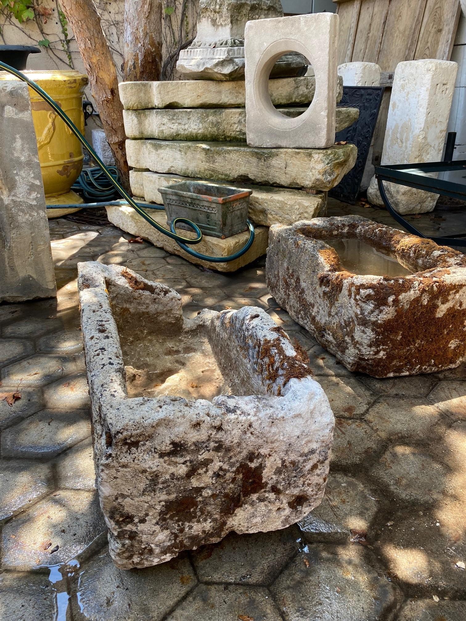 Rustic Hand Carved Stone Container Jardinière Trough Basin Planter Antique Farm  For Sale 4