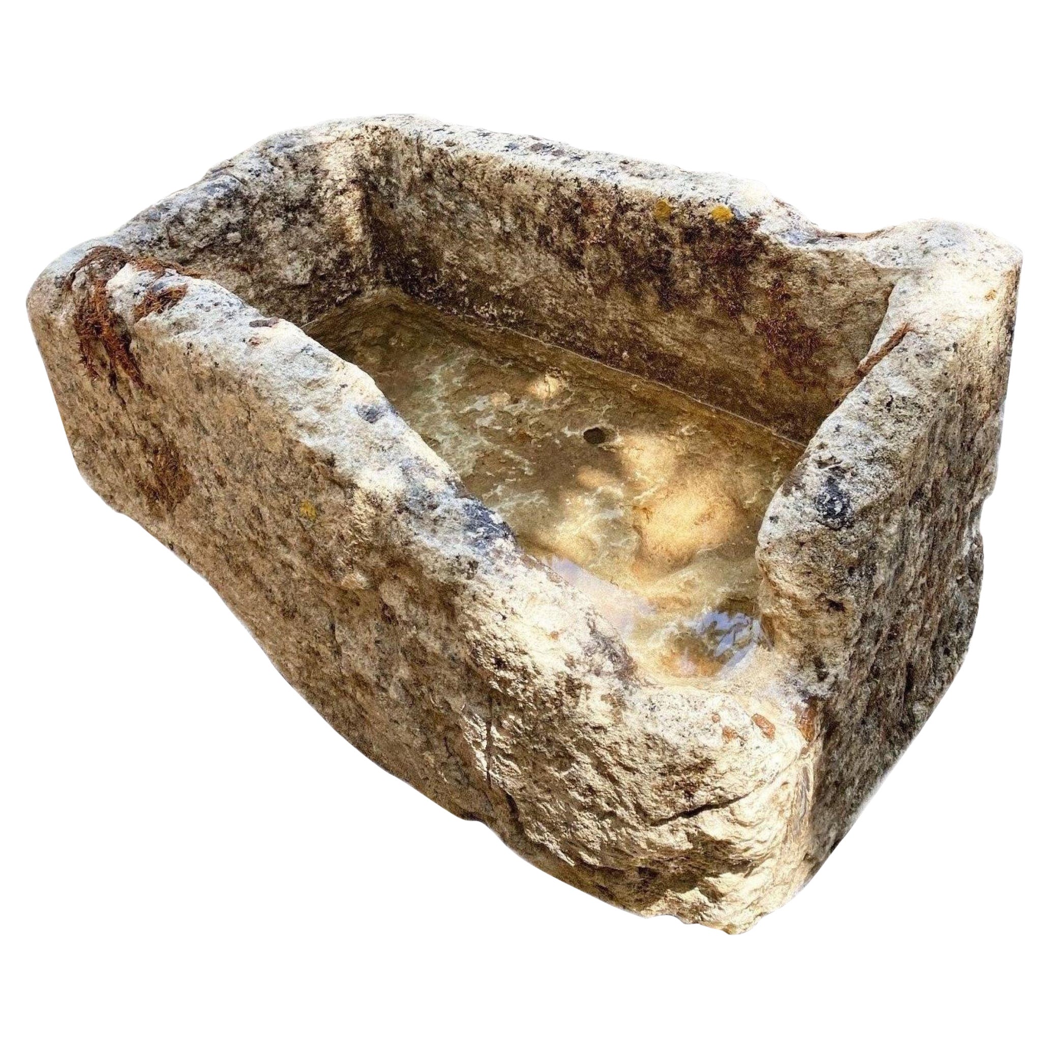 Rustikale Hand geschnitzt Stein Container Jardinière Trog Becken Pflanzer Antike Farm im Angebot