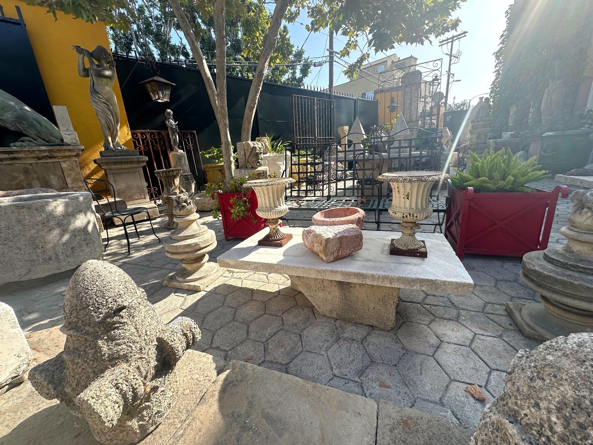 Rustico scolpito a mano in pietra Giardino caffè Fattoria patio tavolo esterno interno Antico 4
