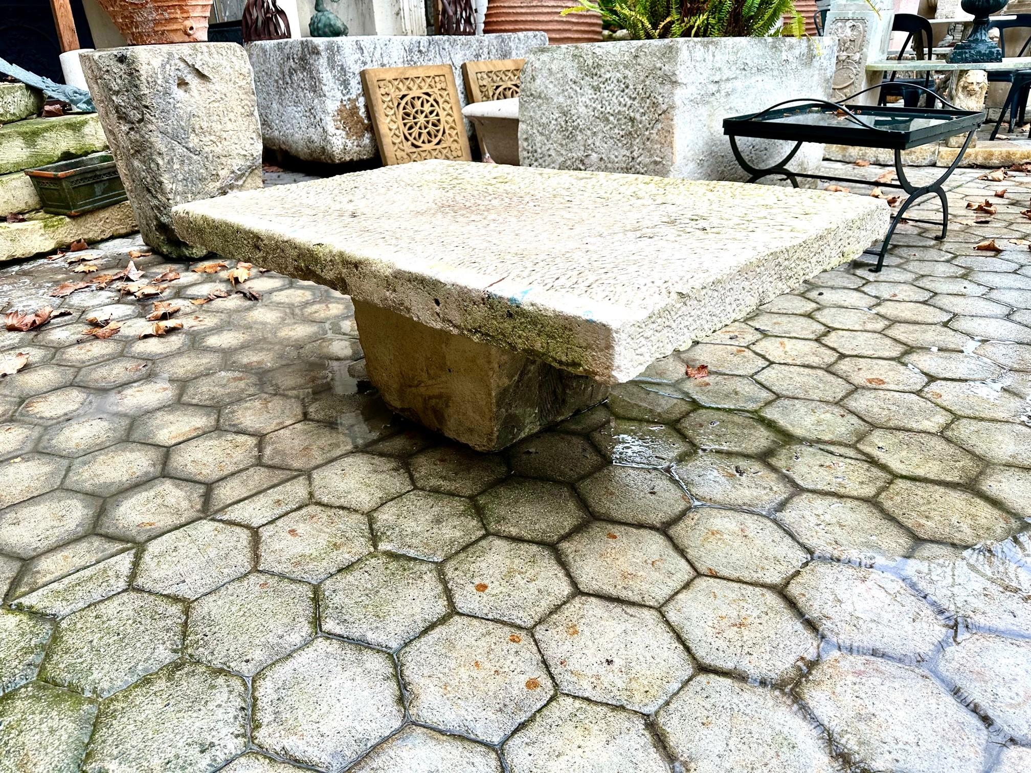 Rustic Hand Carved Stone Garden Coffee Farm Patio Table Outdoor Indoor Antique 9