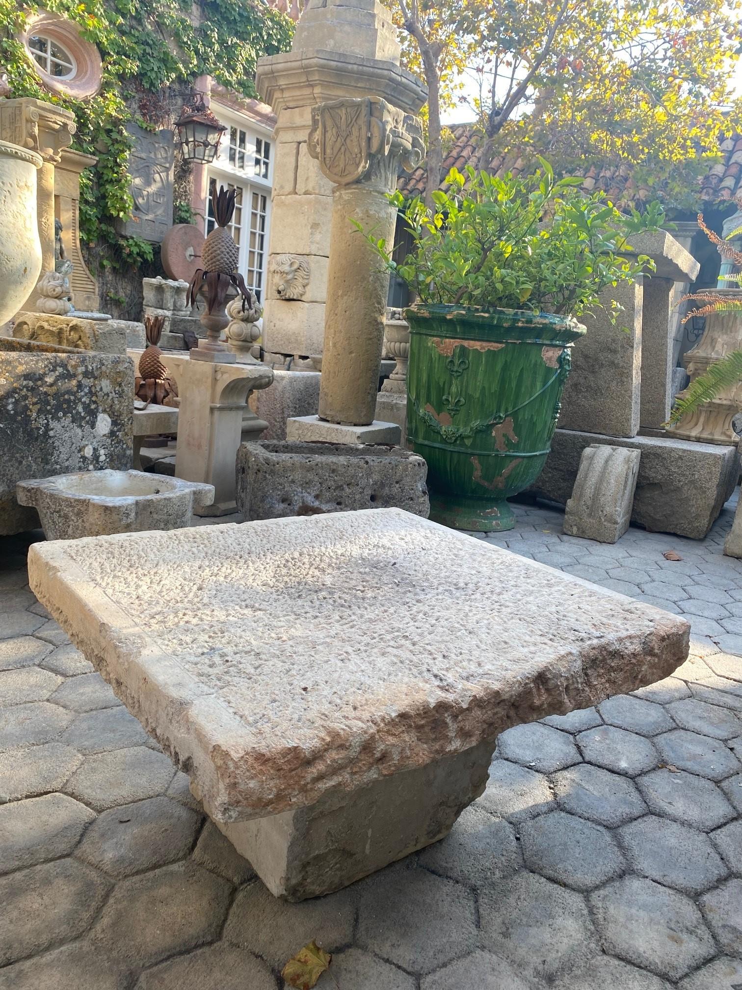 Rustic Hand Carved Stone Garden Coffee Farm Patio Table Outdoor Indoor Antique 7