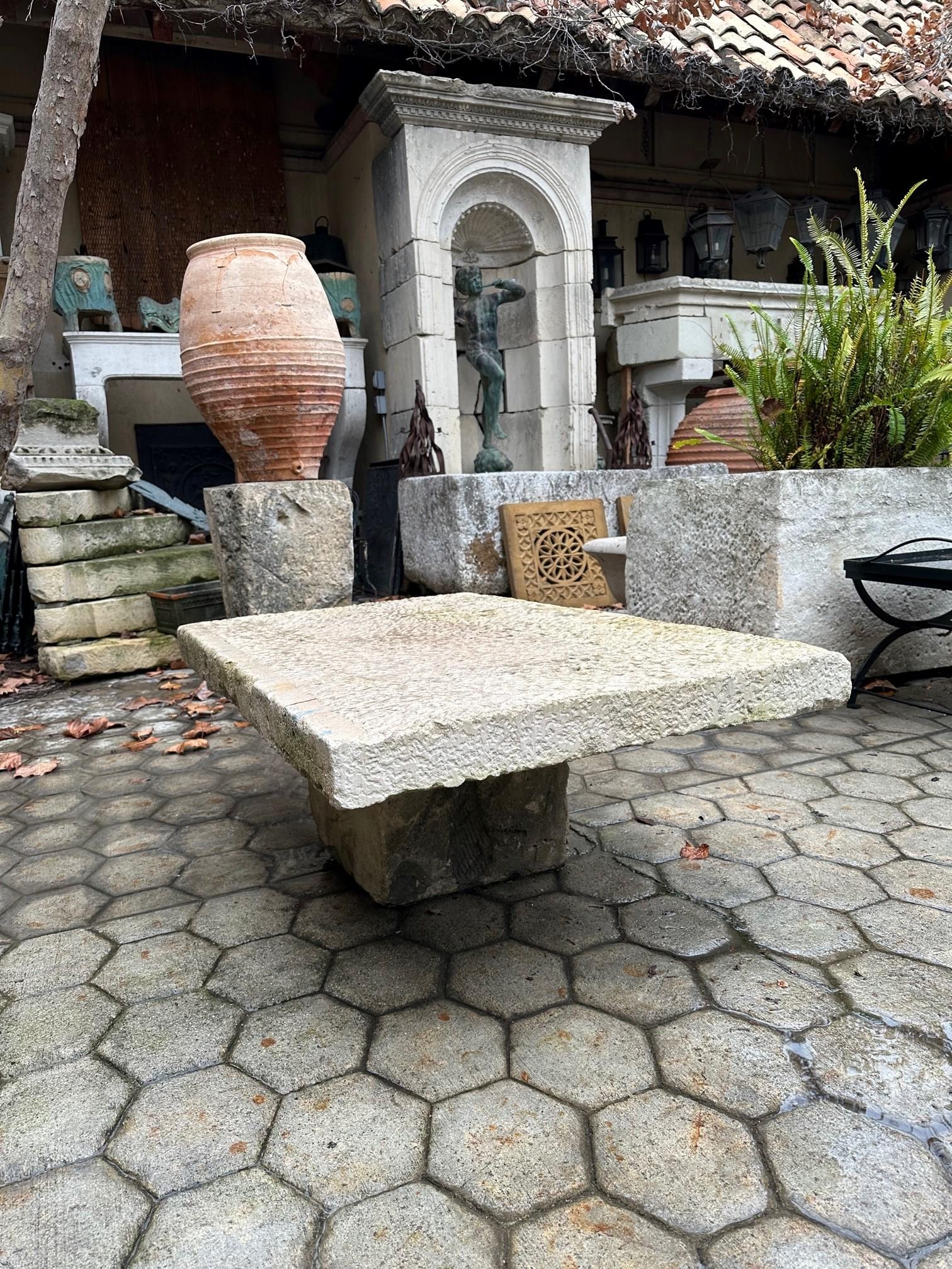 Rustic Hand Carved Stone Garden Coffee Farm Patio Table Outdoor Indoor Antique 10
