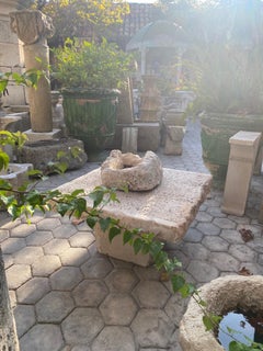Rustic Hand Carved Stone Garden Coffee Farm Patio Table Outdoor Indoor Antique