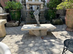 Rustic Hand carved stone Garden coffee Farm patio table outdoor indoor Antique