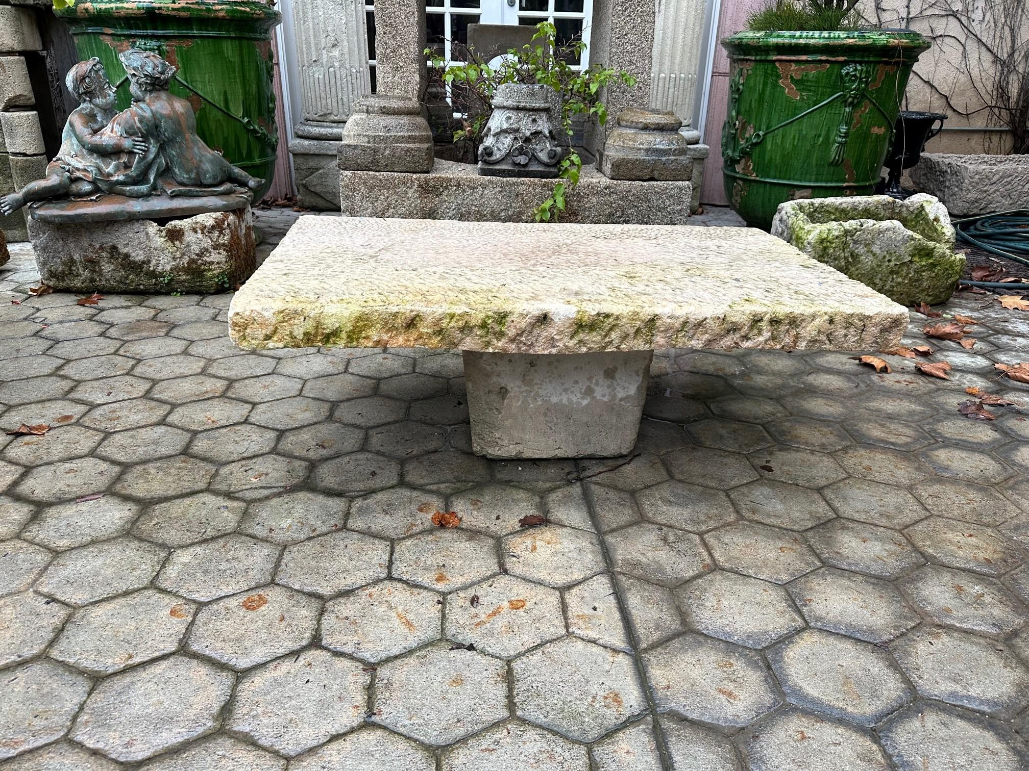 Rustic Hand Carved Stone Garden Coffee Farm Patio Table Outdoor Indoor Antique 4