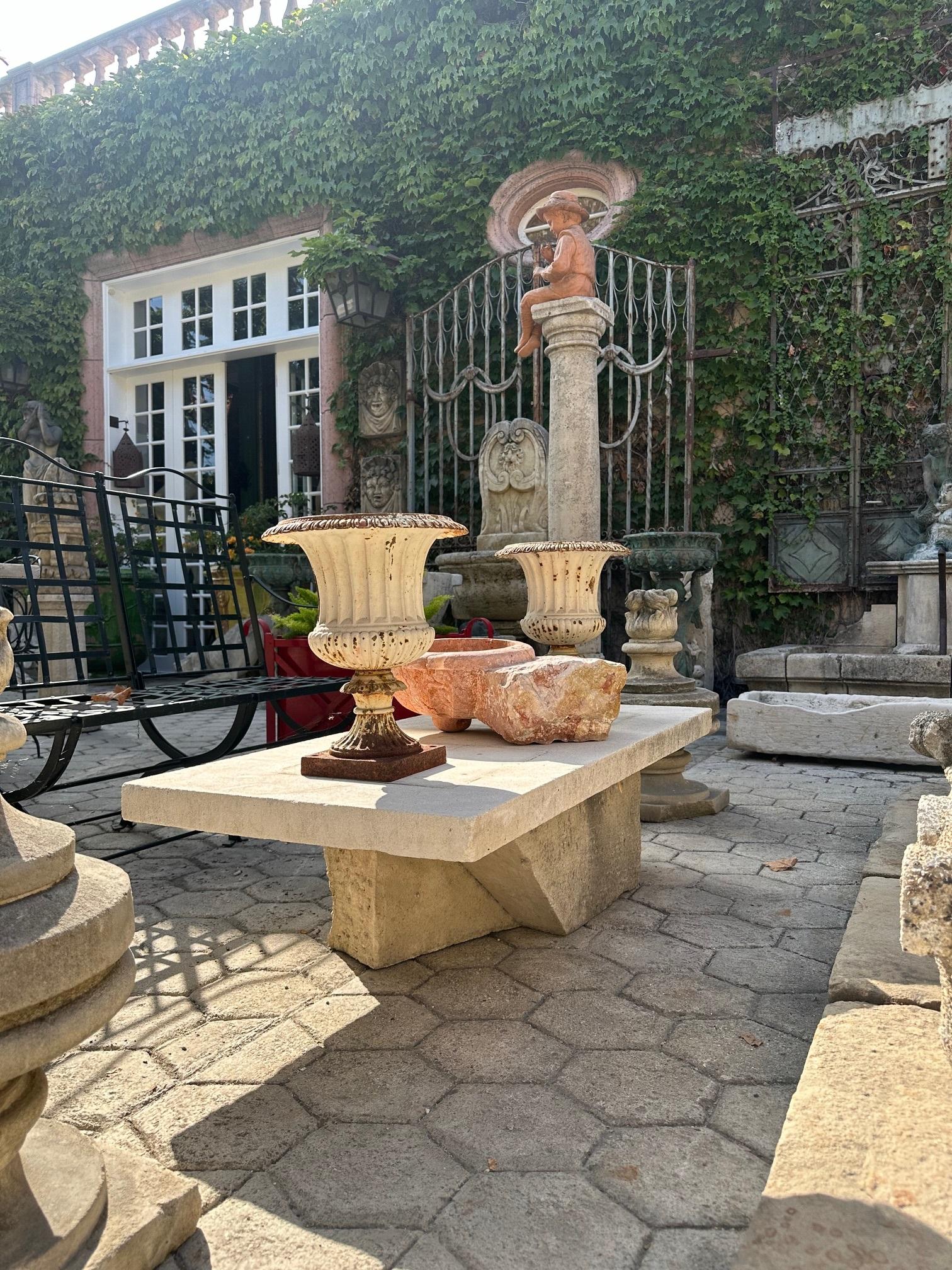 Rustico scolpito a mano in pietra Giardino caffè Fattoria patio tavolo esterno interno Antico 2