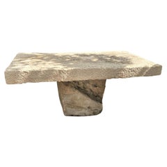 Table de jardin, table de patio ou de jardin rustique en pierre sculptée à la main pour l'extérieur et l'intérieur - Antique