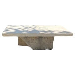 Rustic Hand carved stone Garden coffee Farm patio table outdoor indoor Antique