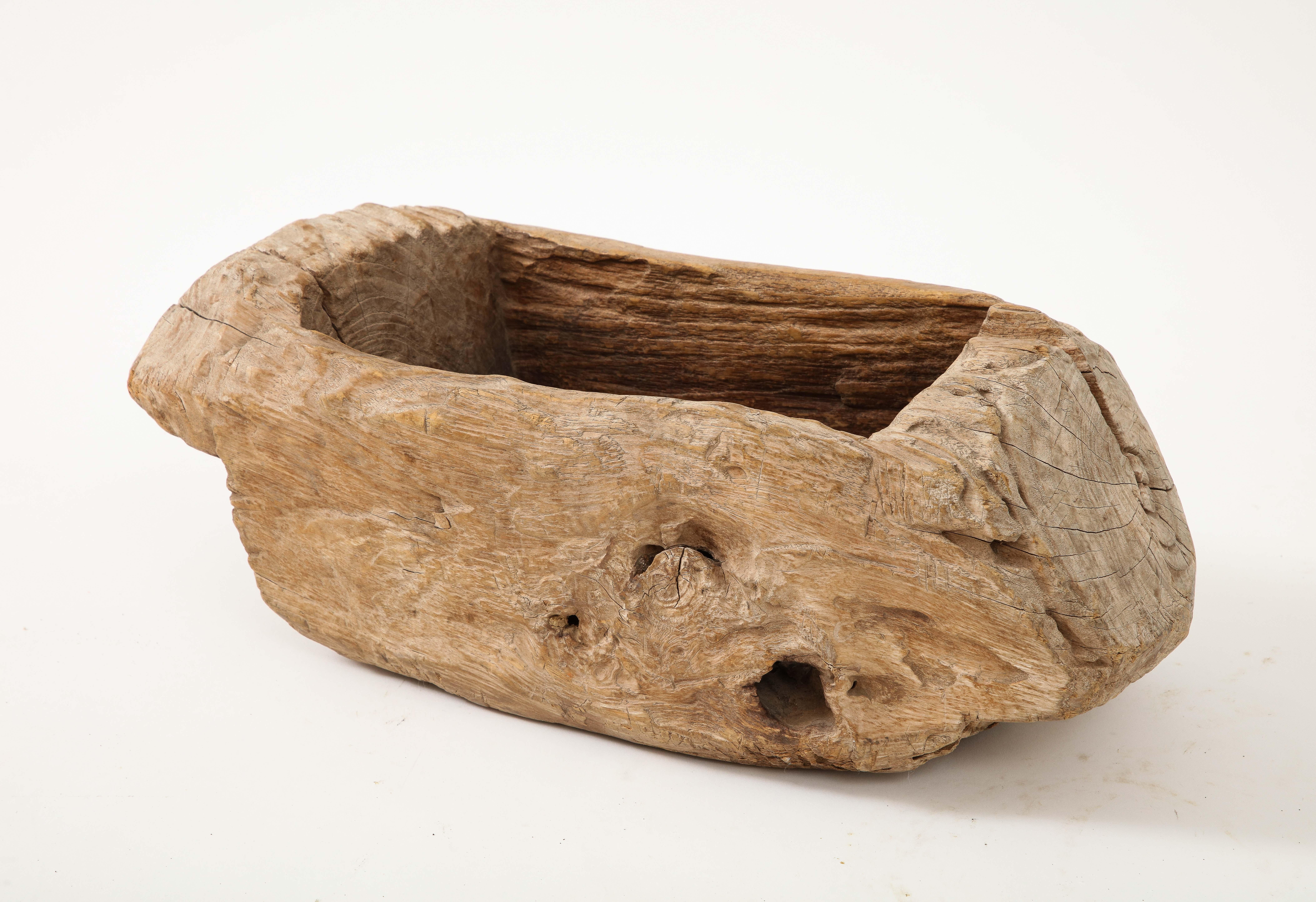 Scandinavian Modern Rustic, Hand-carved Wood Vessel, 20th Century For Sale