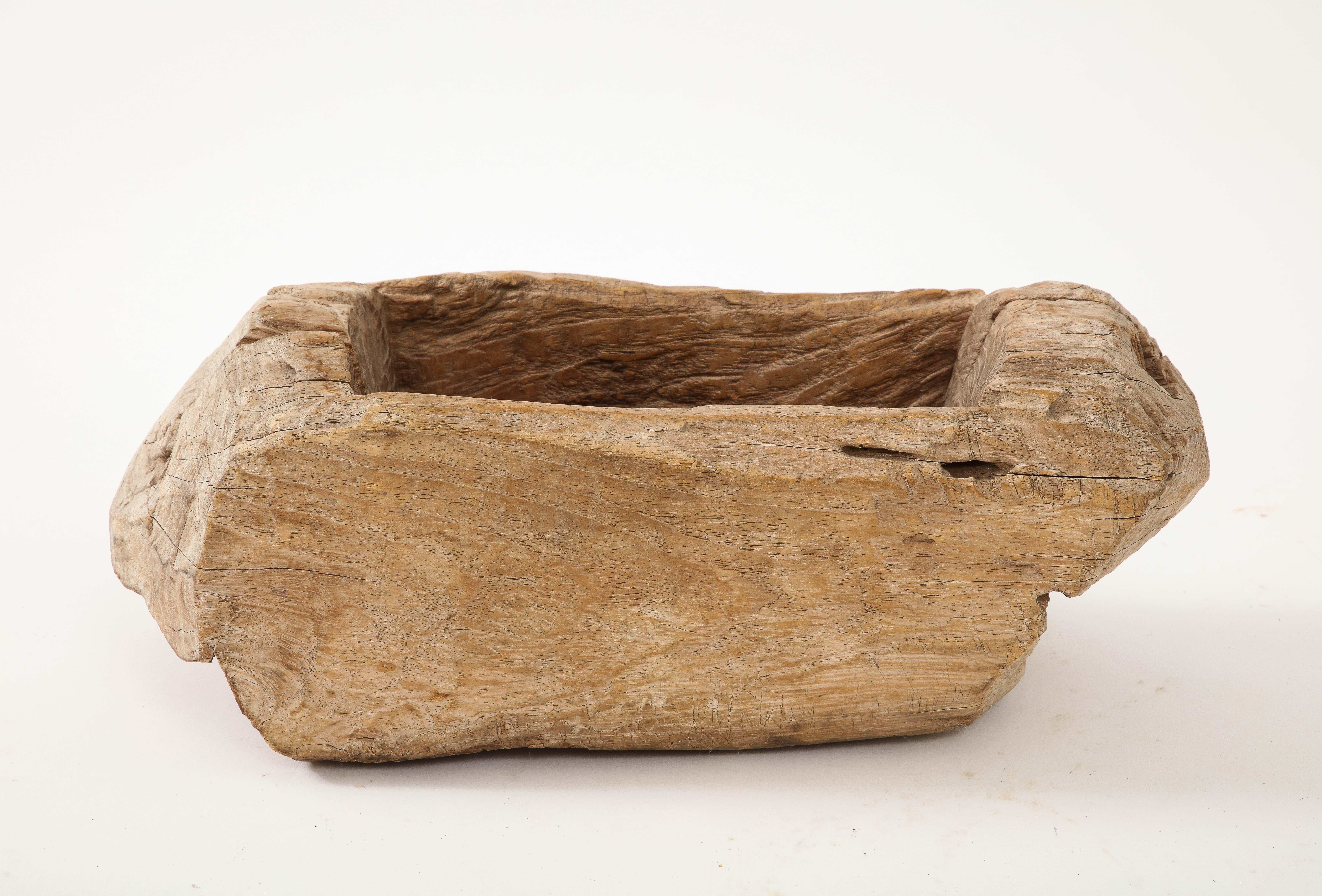 Rustic, Hand-carved Wood Vessel, 20th Century In Good Condition For Sale In New York City, NY