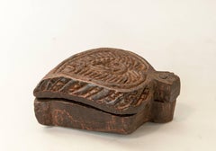 Rustic Hand-Carved Wooden Spice Box, India, Mid-20th Century