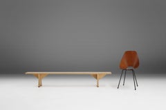 Rustic hand crafted Beige Wooden Bench, France, 1900s